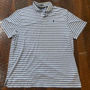 Ralph Lauren Men's Navy and White Striped Polo Shirt